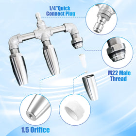 EZALOR 3-in-1 turbo nozzle highlights versatile cleaning modes for various surfaces.
