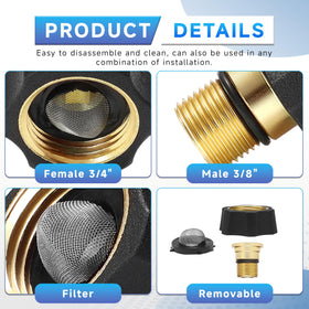 EZALOR 34-thread garden hose connection enables low-pressure hookup.