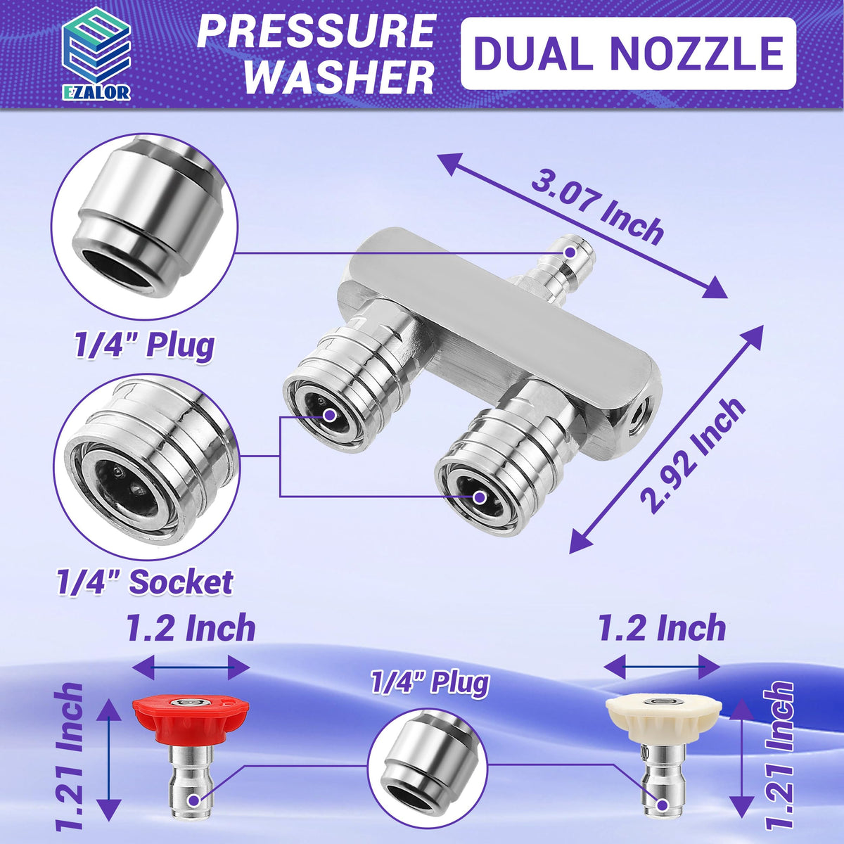 EZALOR eight-piece nozzle set for versatile cleaning tasks.