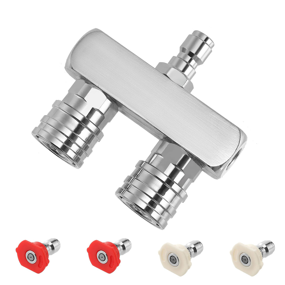 EZALOR dual-nozzle set for enhanced cleaning coverage on outdoor surfaces.