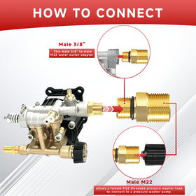 EZALOR pressure washer outlet connector in anodized aluminum improves durability and leak resistance.
