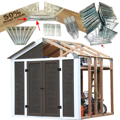 EZBUILDER strong brackets in action for a sturdy shed frame.