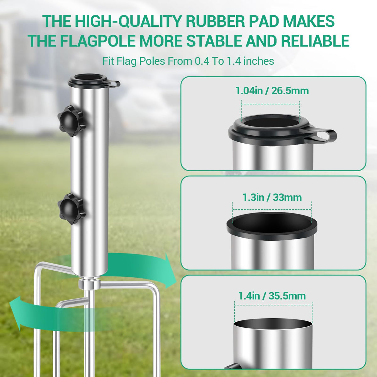 EZIRVLIFE anti-wobble rubber grip minimizes movement during wind.