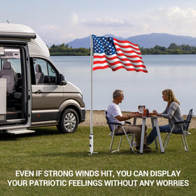 EZIRVLIFE portable ground stake supports reliable event display setups.