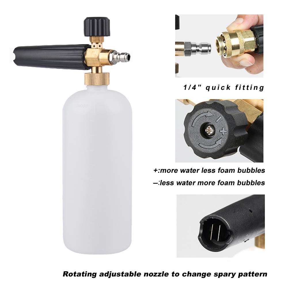 EzoLife foam cannon quarter-inch connector enables quick setup with pressure washers