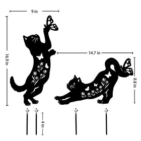 EZTZEN cat garden stake close-up shows metal detailing and cat silhouette