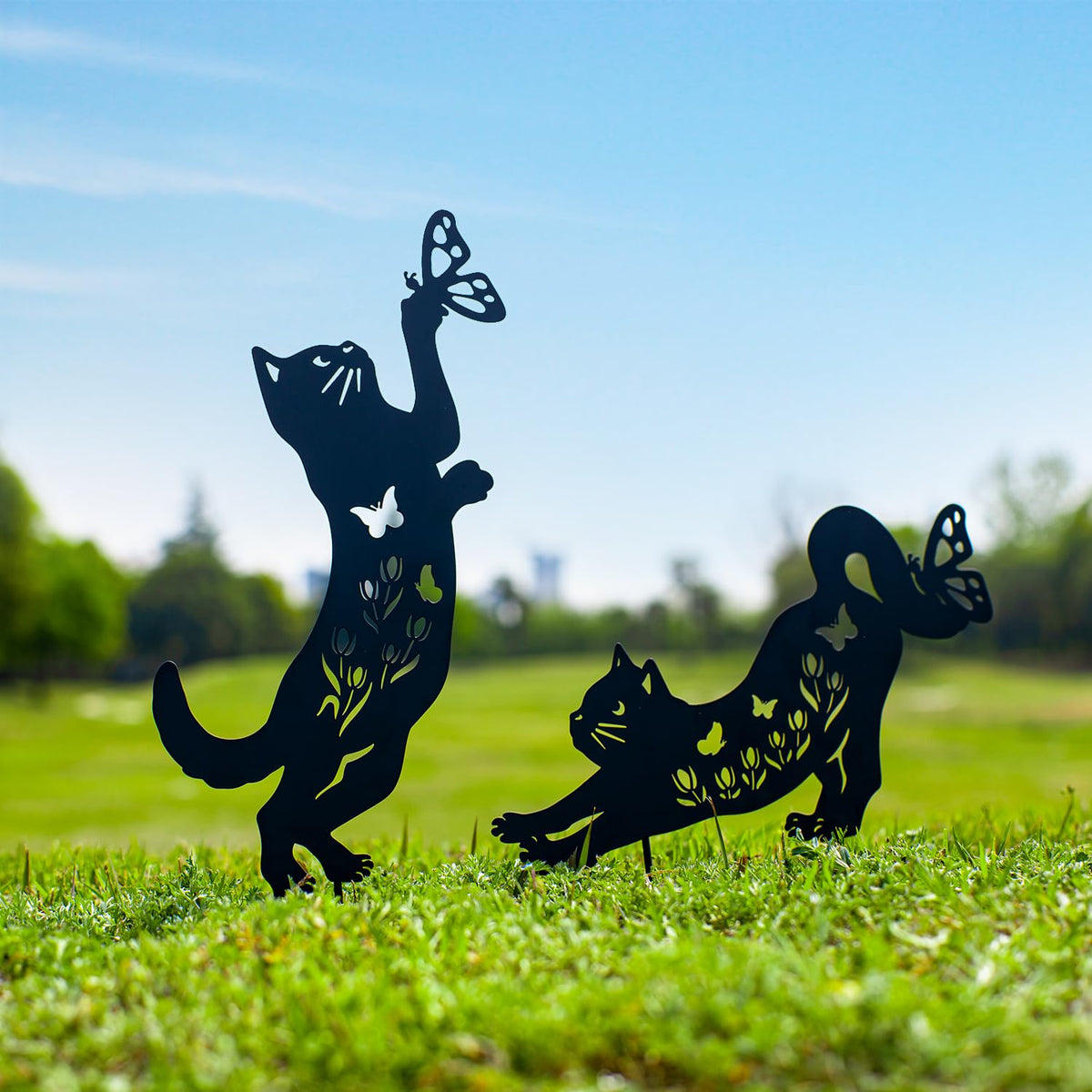EZTZEN cat garden stake decor idea enhances patios and walkways