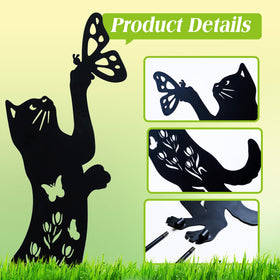 EZTZEN cat garden stake with rustproof finish ready for year-round outdoor use