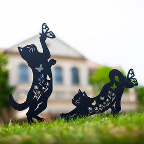 EZTZEN cat garden stake two-pack provides durable yard decor for lawns and paths