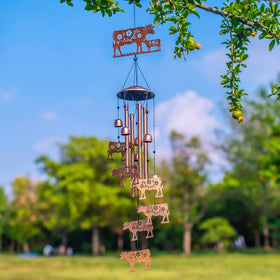 EZTZEN eztzen cow wind chimes close-up bells and tubes for outdoors.