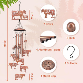 EZTZEN eztzen cow wind chimes indoor display adding cozy charm.