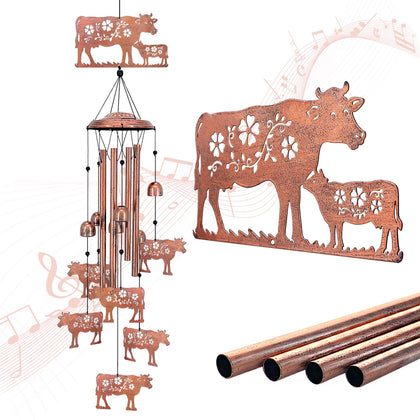 EZTZEN eztzen cow wind chimes large cow detail for outdoor decor.
