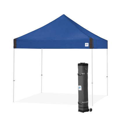 E-Z UP Vantage 10x10 canopy, side view; durable blue shelter for outdoor events.