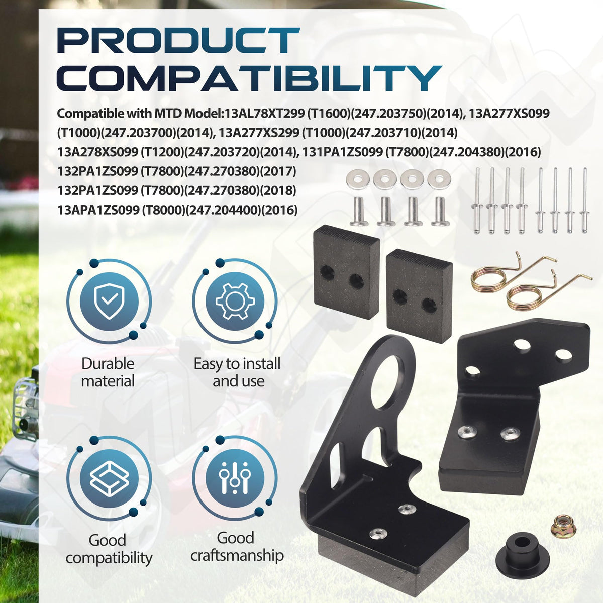 EZYPak Deck Brake Arm Kit compatibility list emphasizes broad support across brands.