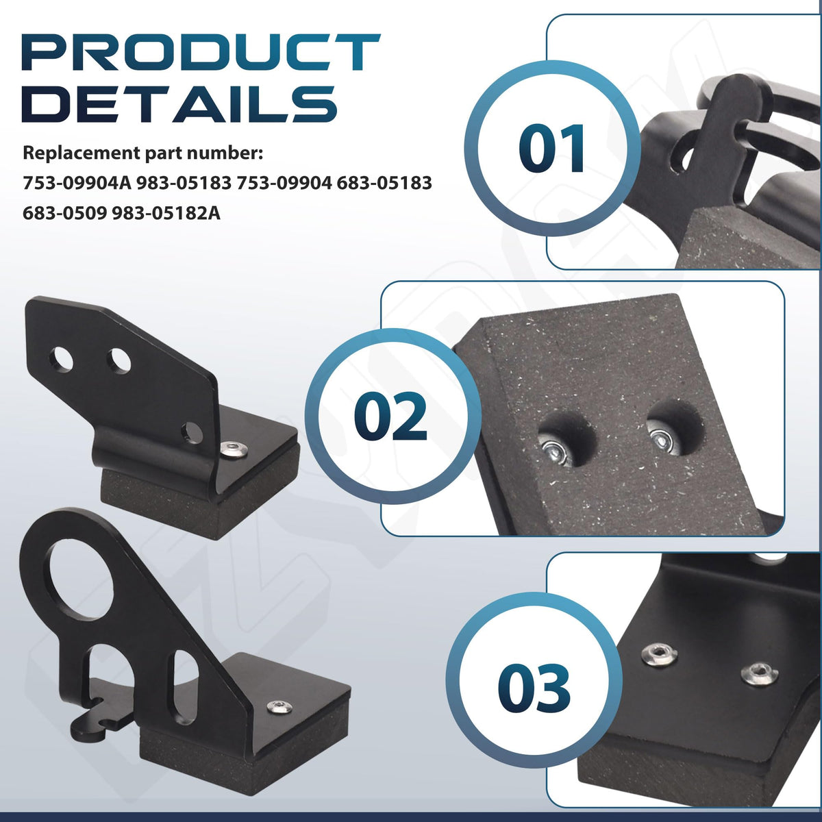 EZYPak Deck Brake Arm Kit packaging highlights included components and model compatibility.