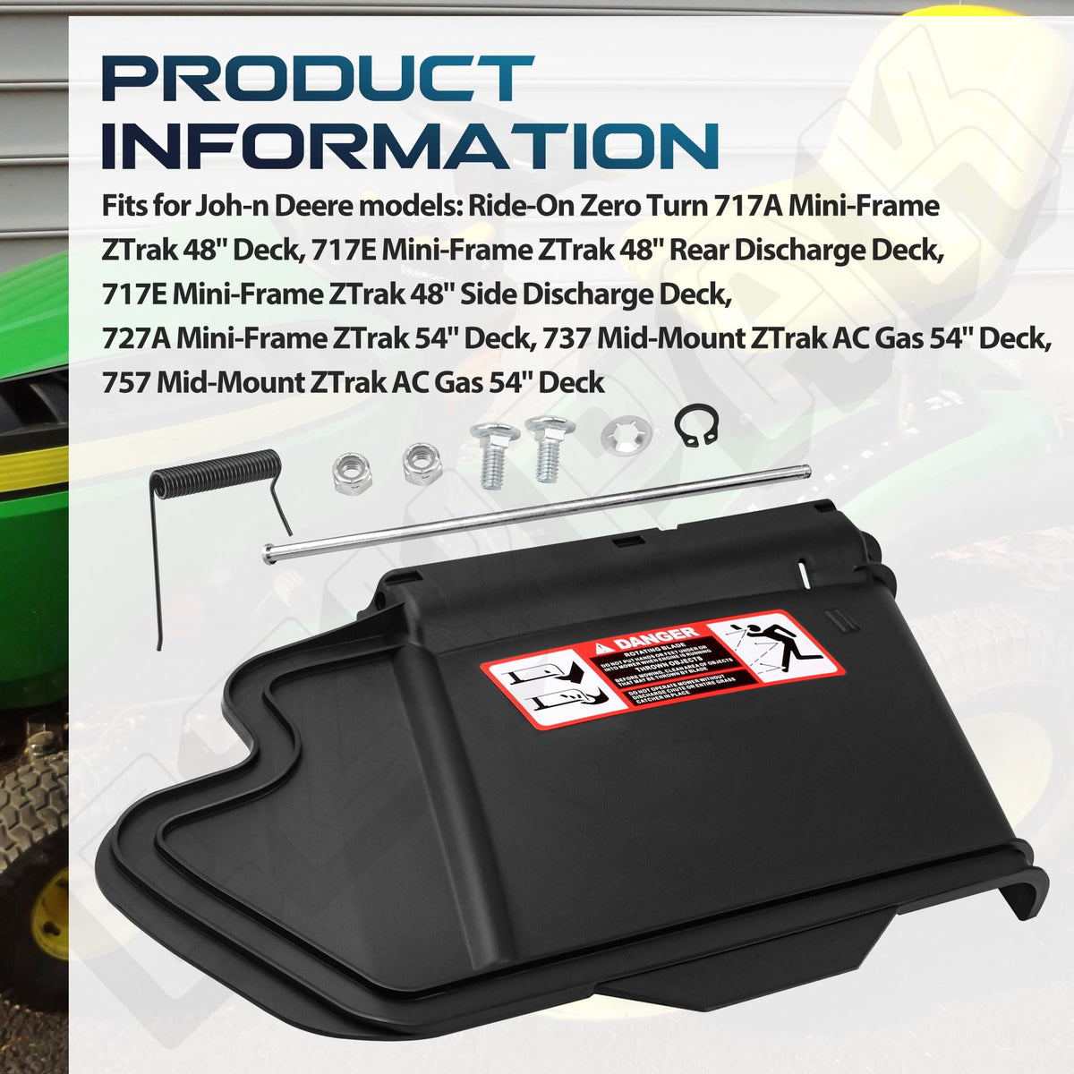 EZYPAK compatible with 48 and 54 inch decks for versatile use.