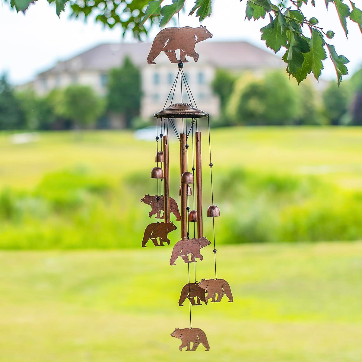 EZTZEN bear wind chimes porch display enhances home decor with soft chime notes.