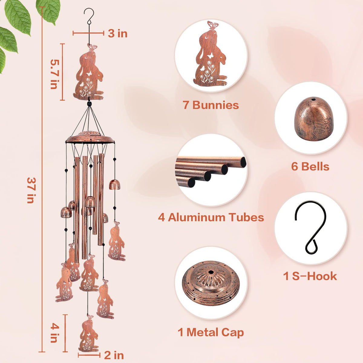 EZTZEN wind chime with aluminum tubes delivering crisp tones.