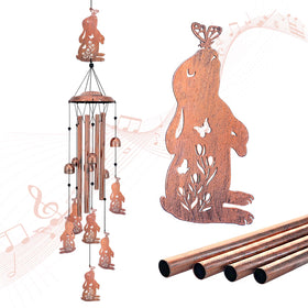 EZTZEN Bunny wind chime with large bunny centerpiece for outdoor charm.