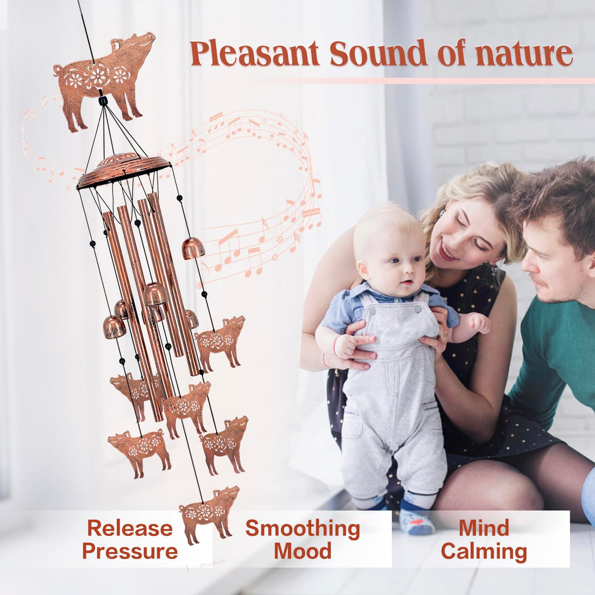 EZTZEN pig wind chimes porch hanging creates relaxing outdoor ambiance