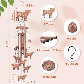 EZTZEN wind chimes pig figures form a whimsical decorative display