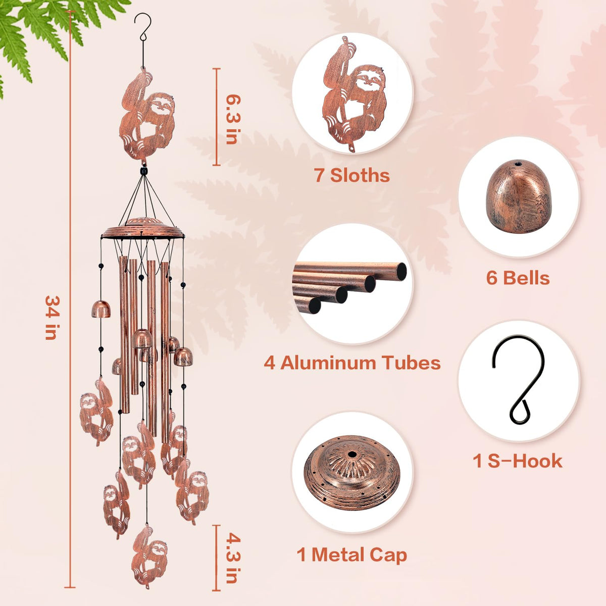 EZTZEN handmade wind chimes with top cover and bells