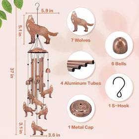 EZTZEN Wolf wind chimes on a tree create decorative seasonal sound.