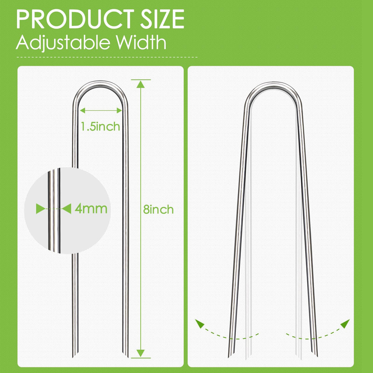 FAAYUCK 8-gauge U-shaped stake close-up shows heavy-duty construction.