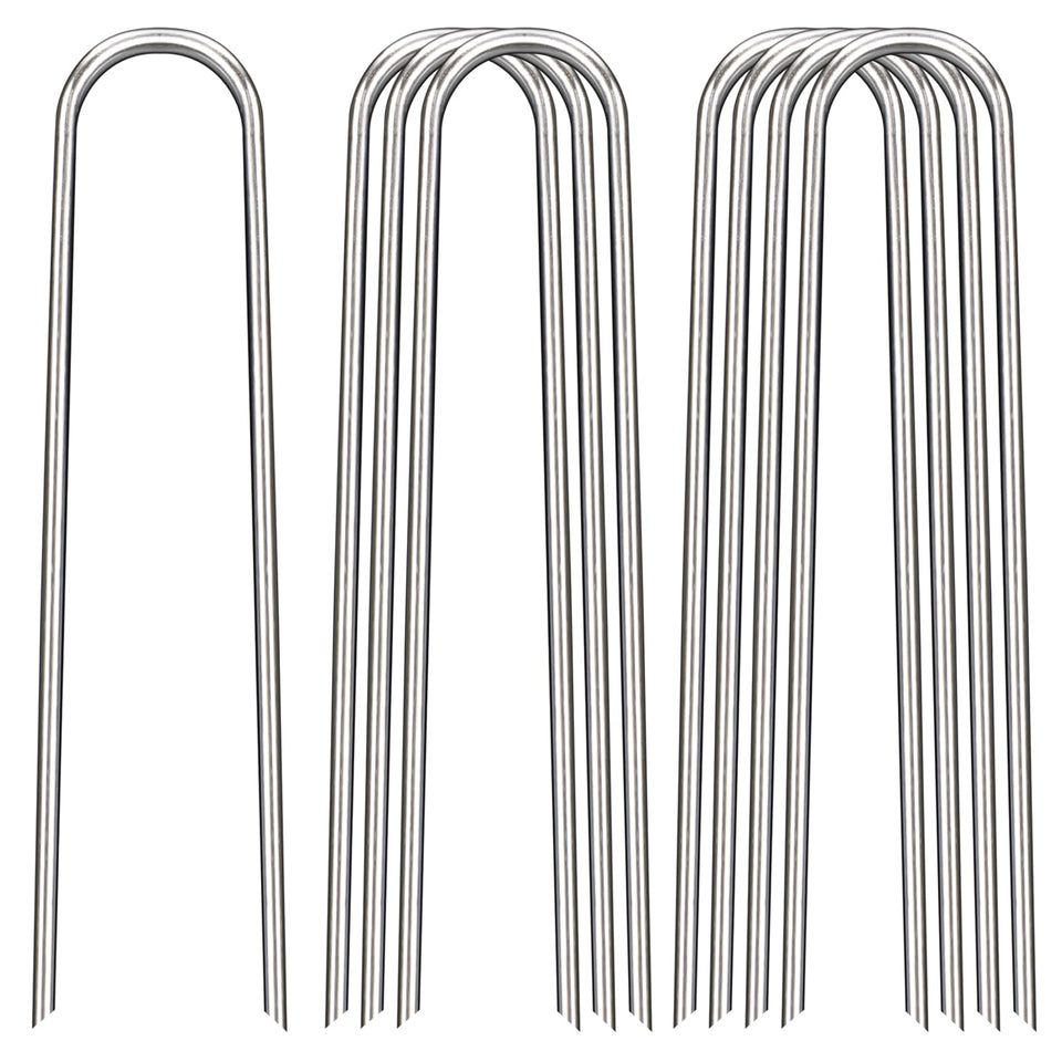 FAAYUCK 8-inch landscape stake anchors ground fabric for durability.