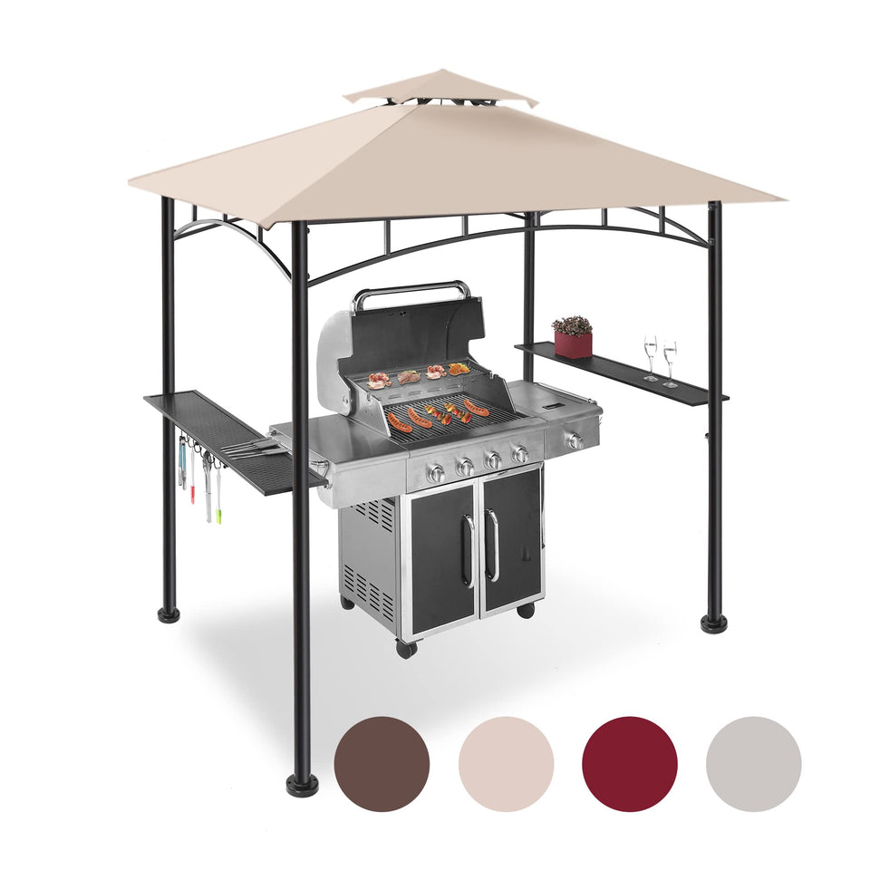 FAB BASED 5x8 grill gazebo with side shelves for easy serving
