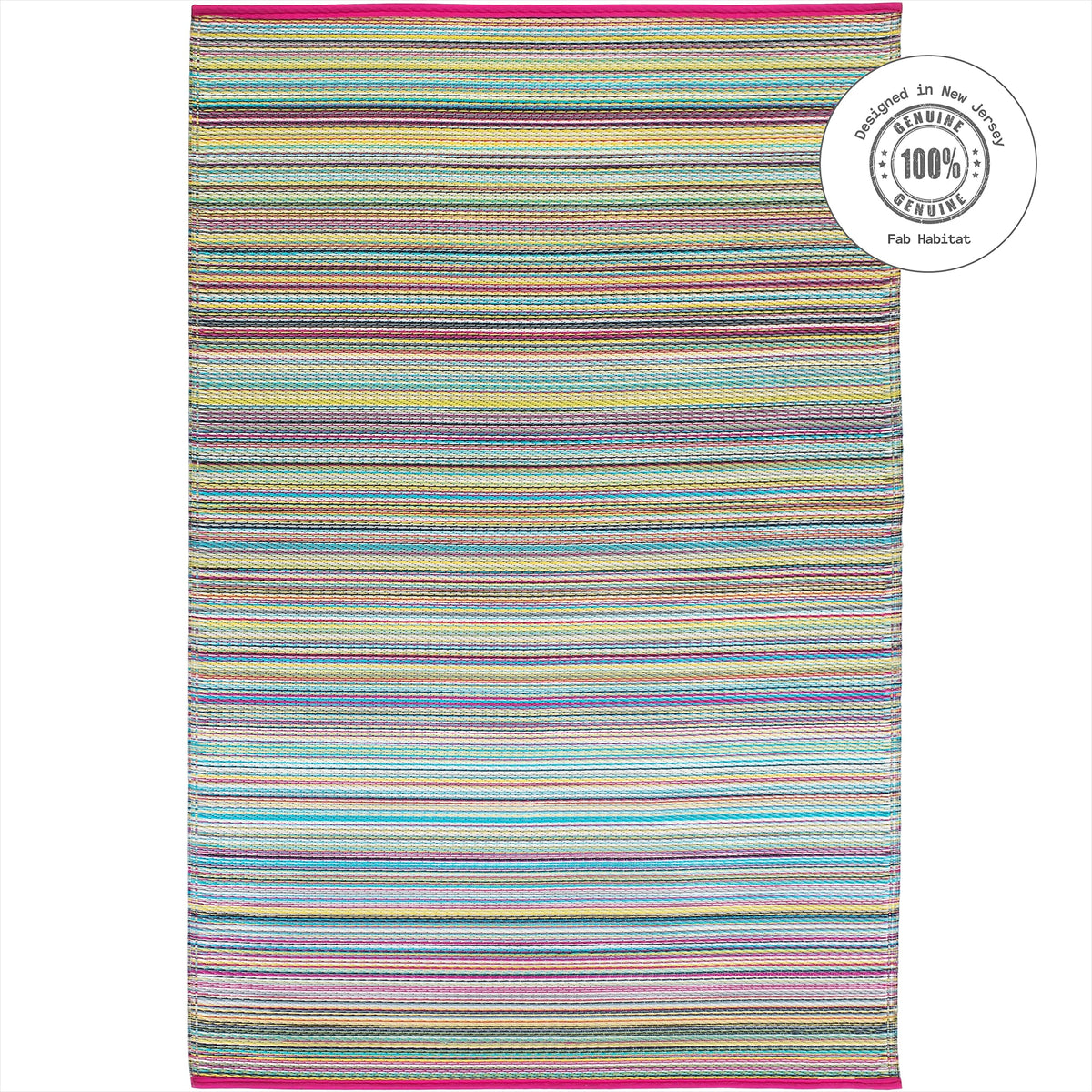 Fab Habitat Cancun Candy reversible stripe rug offers two looks in one outdoor mat.