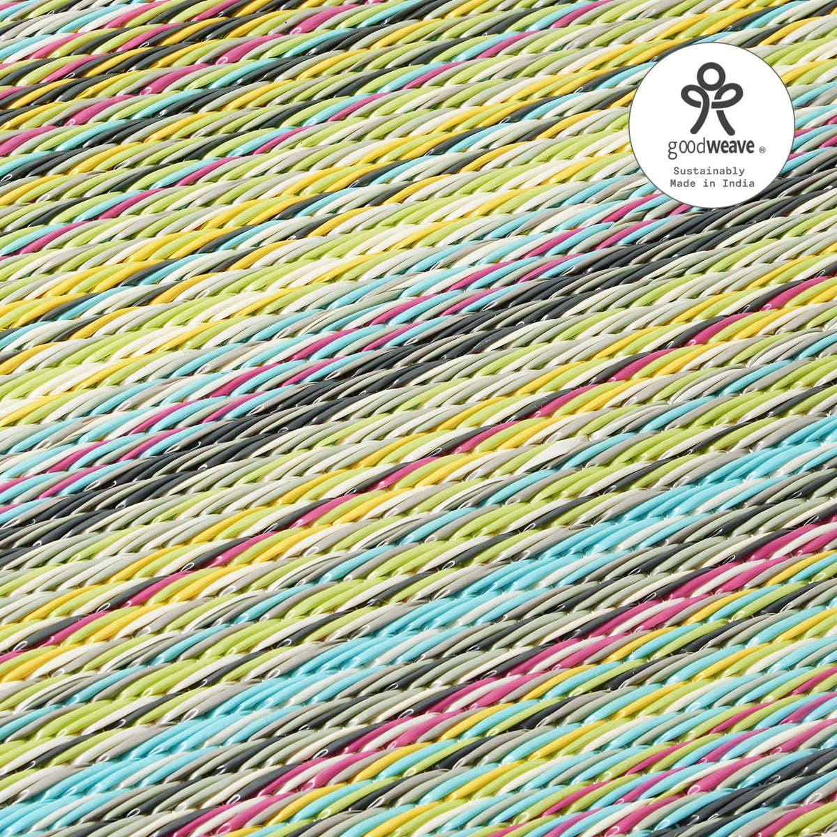 Fab Habitat Cancun Candy striped rug withstands UV exposure to maintain color richness.