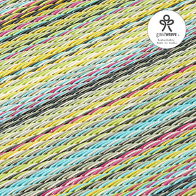 Fab Habitat Cancun Candy striped rug withstands UV exposure to maintain color richness.