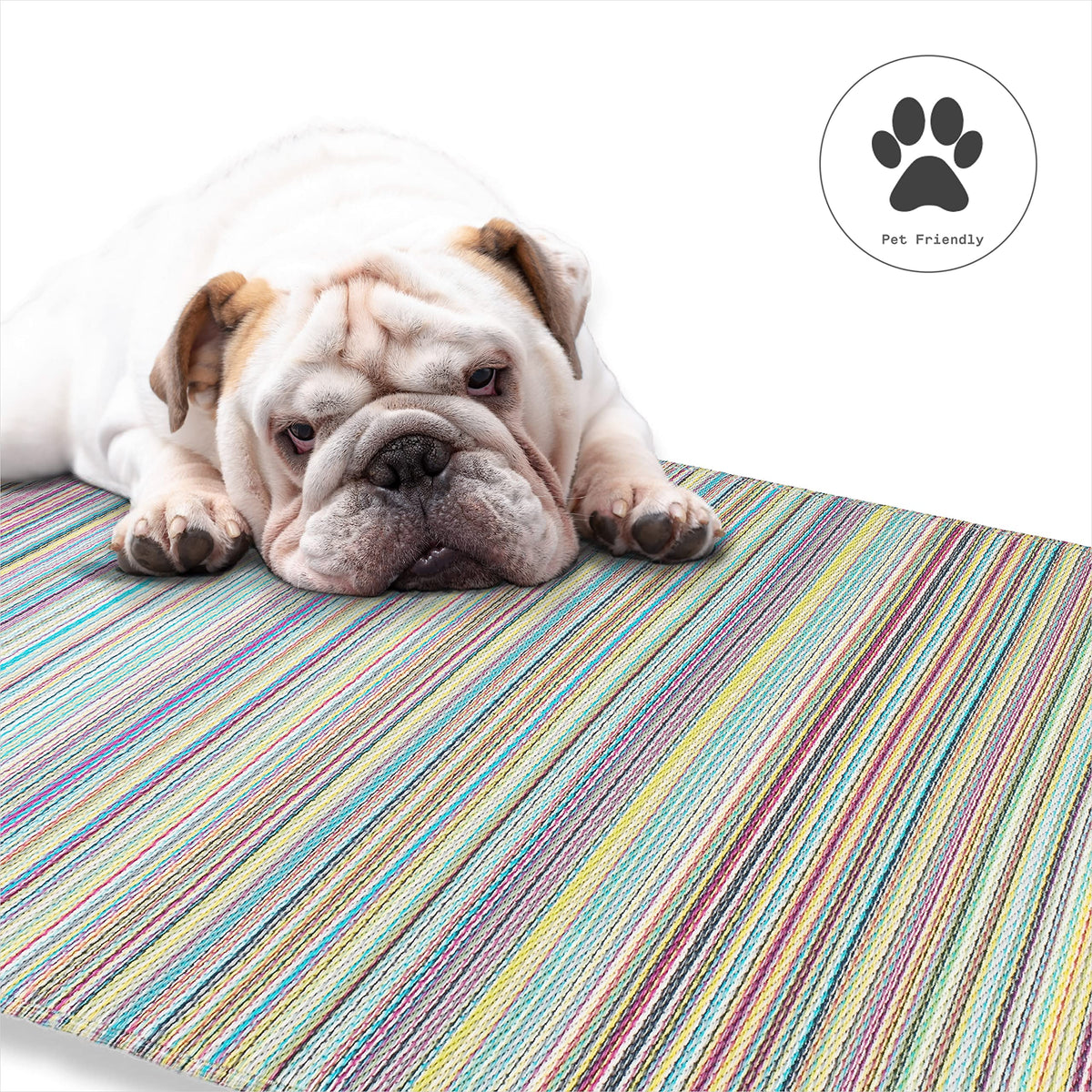 Fab Habitat Cancun Candy outdoor rug is pet-friendly and kid-safe for versatile spaces.