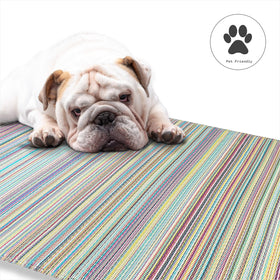 Fab Habitat Cancun Candy outdoor rug is pet-friendly and kid-safe for versatile spaces.