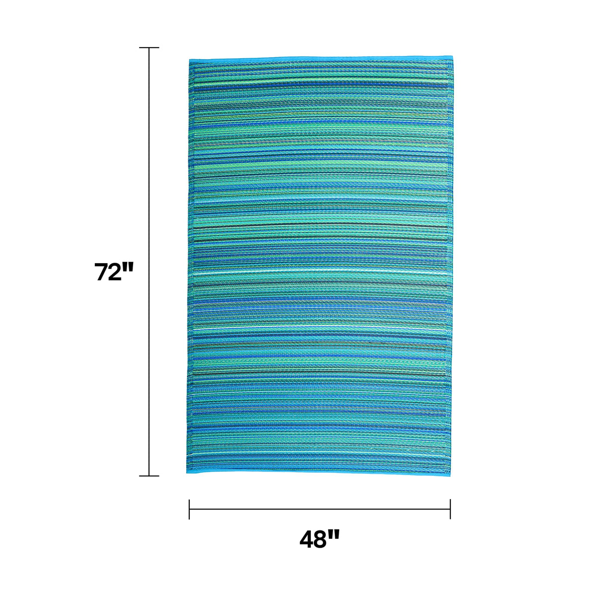 Fab Habitat Cancun turquoise-moss stripe rug waterproof for decks and camping