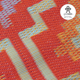 Fab Habitat rug made from recycled plastic tubes, eco friendly.