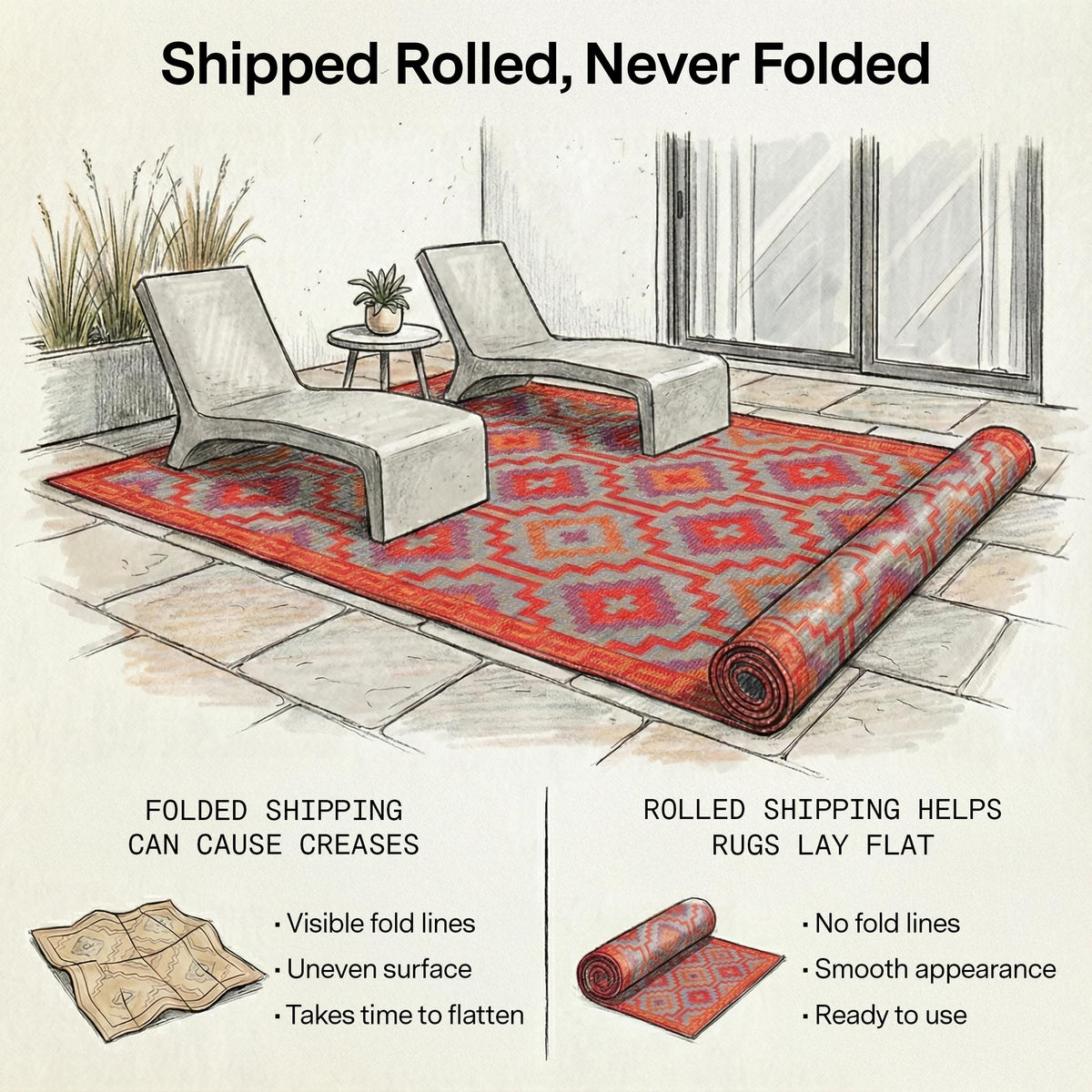 Fab Habitat vintage boho kilim pattern adds vintage style outdoors.