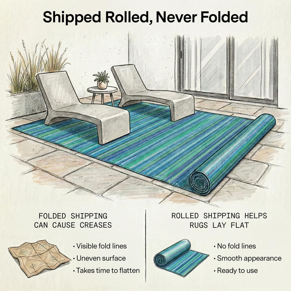 Fab Habitat waterproof outdoor rug cleaned with hose.