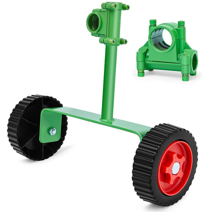 Fabbay adjustable weed-trimmer wheel in green adds stability on uneven turf.
