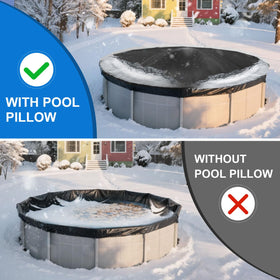 Fabflame pool pillow with two ropes provides secure placement and stable cover support