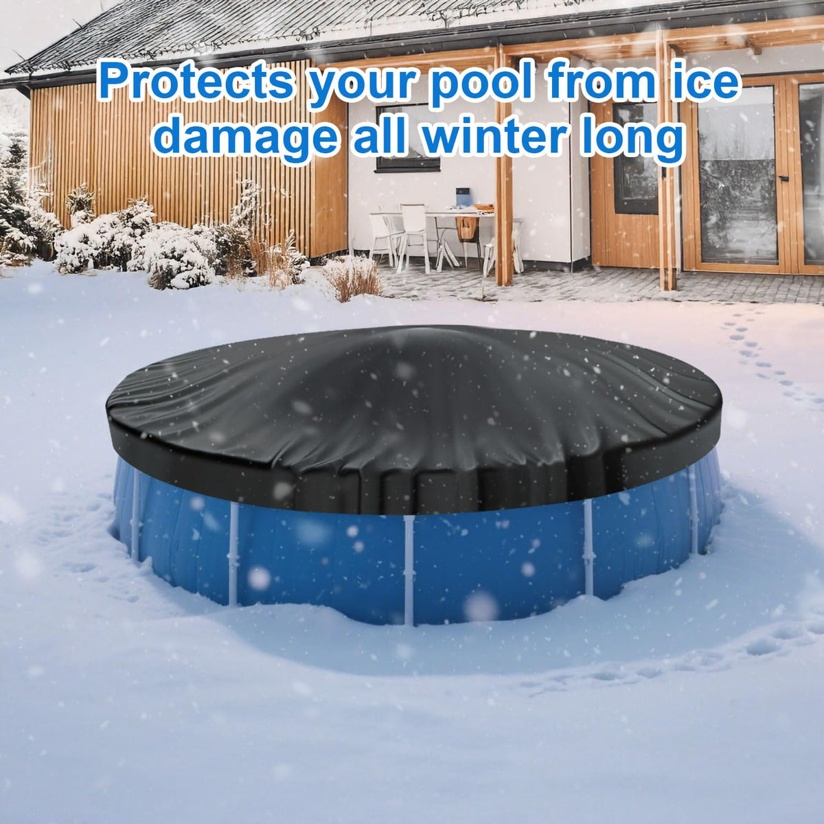 Fabflame pool pillow 4ft diameter centralizes under the cover to relieve ice buildup