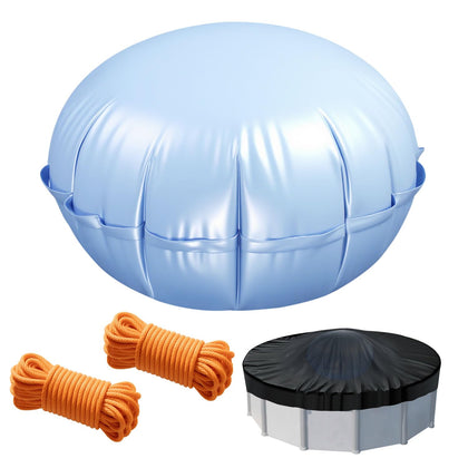 Fabflame pool pillow ice compensator supporting winter cover and reducing mid-cover ice pressure