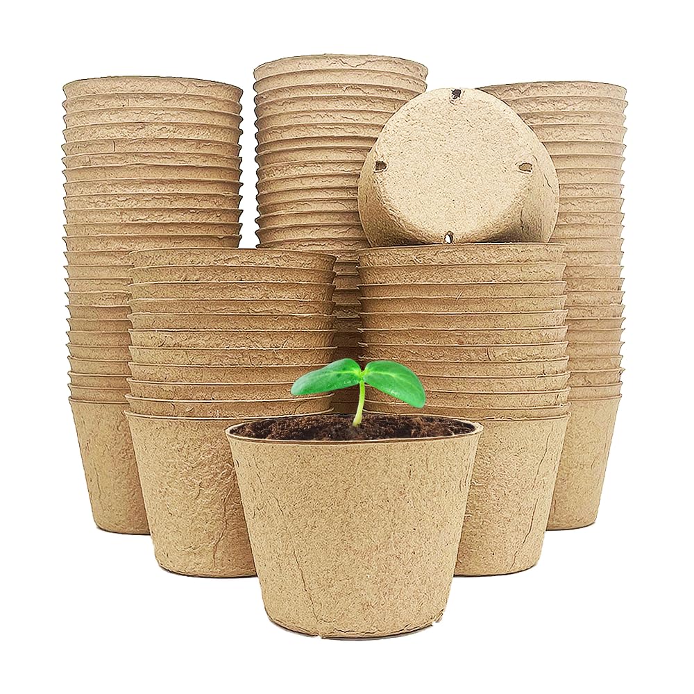 Fabiacci 100-pack 4-inch peat pots ready for seed starting and compostable use.