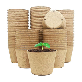 Fabiacci 100-pack 4-inch peat pots ready for seed starting and compostable use.