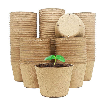Fabiacci 100-pack 4-inch peat pots ready for seed starting and compostable use.