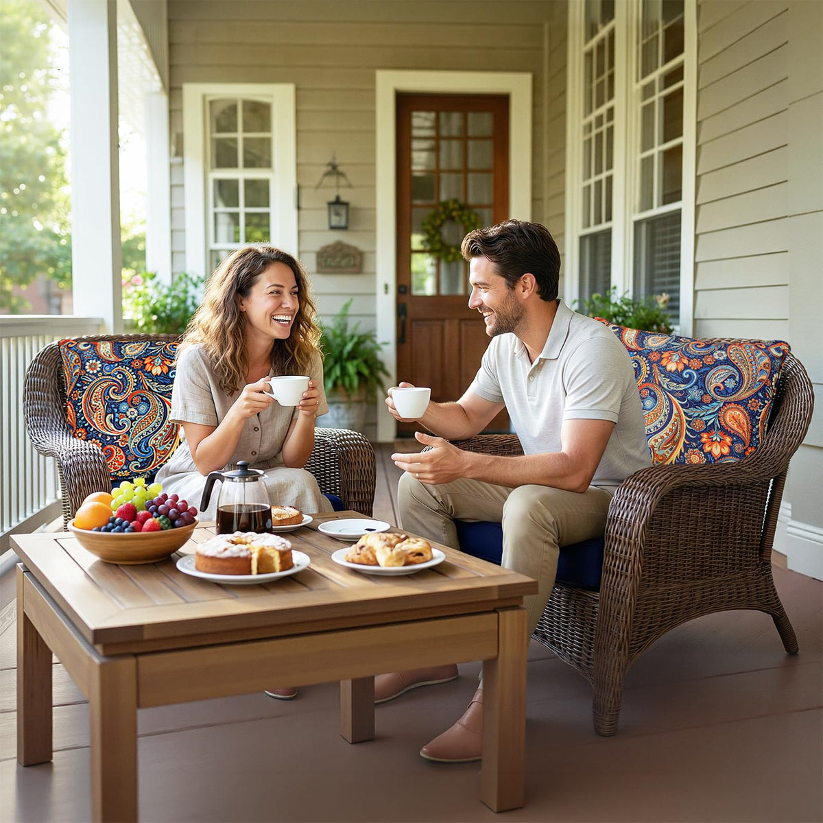 Fabuday back pillow 22x19 providing supportive backrest on wicker furniture