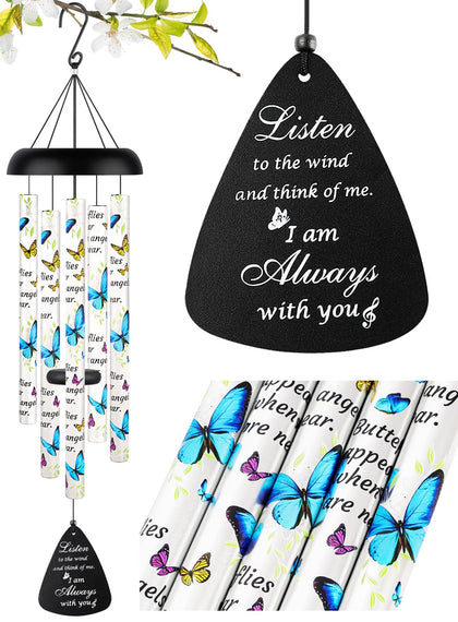 Fabuday memorial wind chimes with butterfly pattern create comforting backyard ambiance.