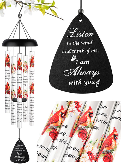 Fabuday Memorial Wind Chimes front view with cardinal motif for a respectful remembrance