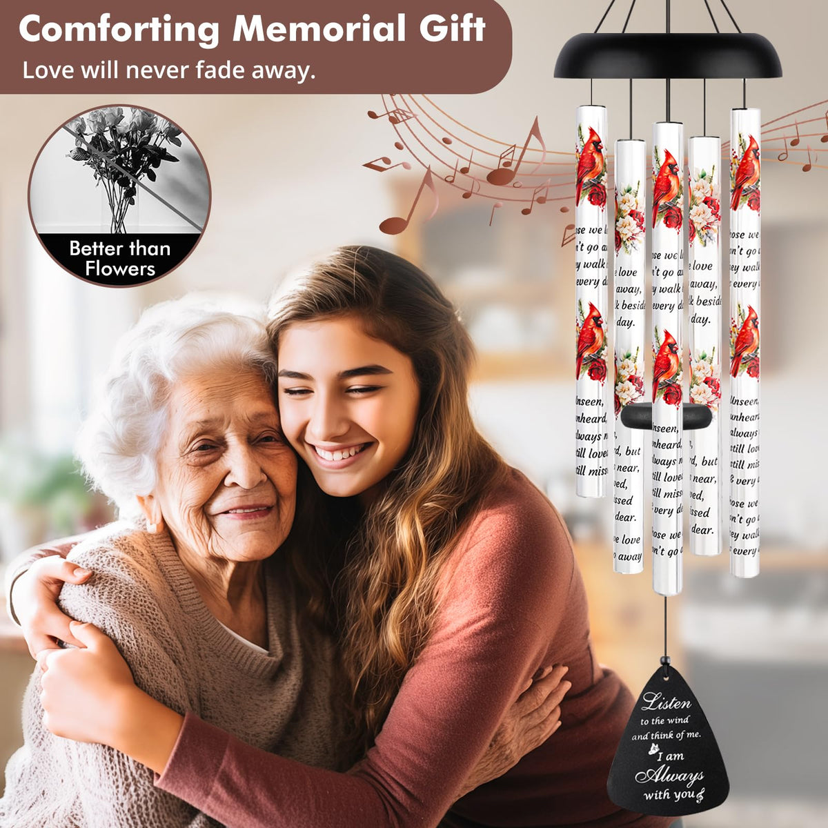 Fabuday memorial wind chimes gift box presentation ready for bereavement